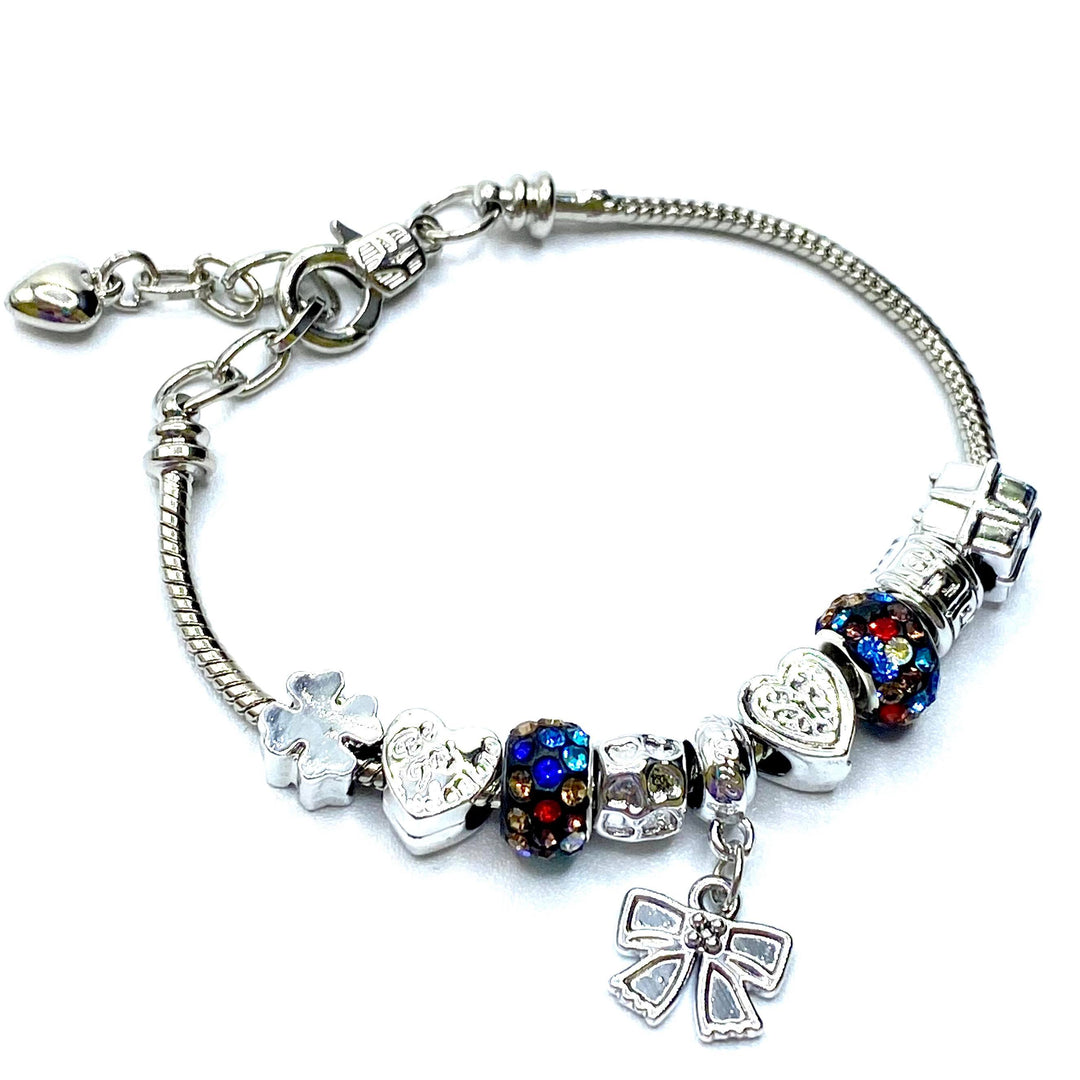 Bracelet Bead Mix Bow Multicolor Silver