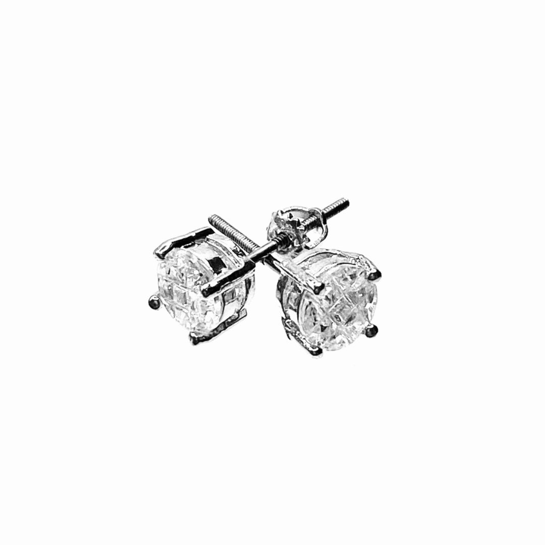 Earring Stud Screw Back Cubic Zirconia Round 6mm