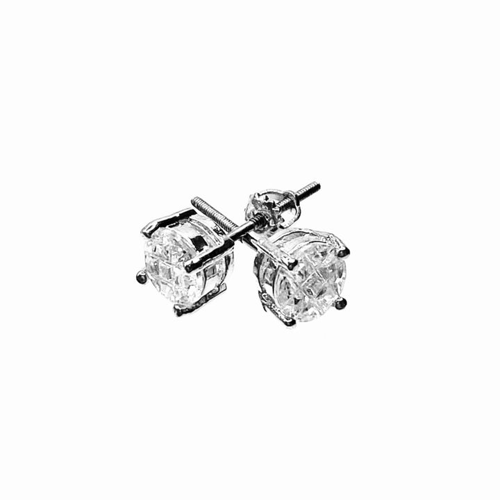 Earring Stud Screw Back Cubic Zirconia Round 6mm