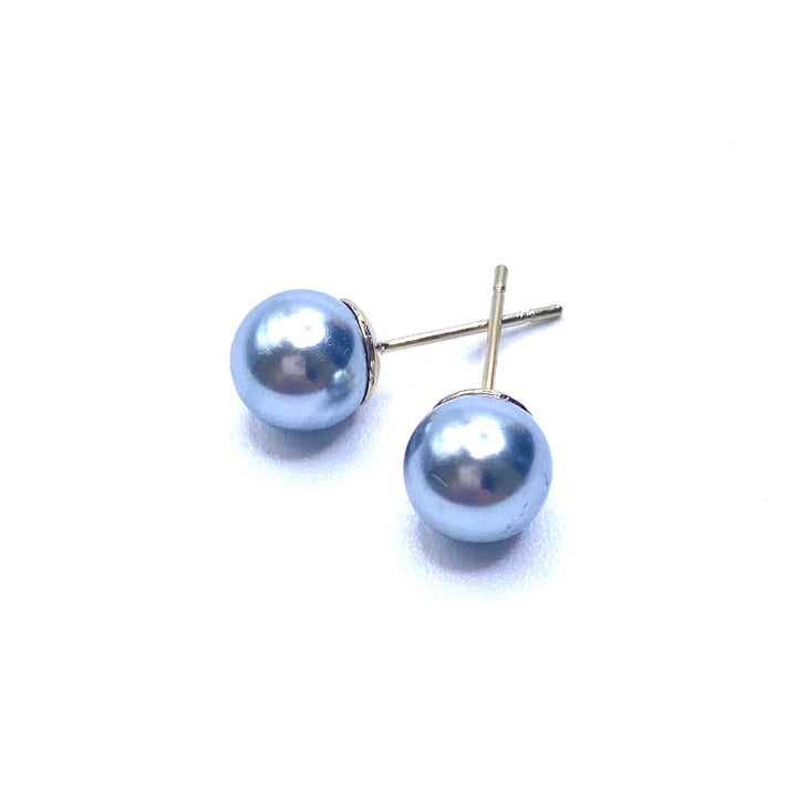 Earring Stud Pearl .25" Grey