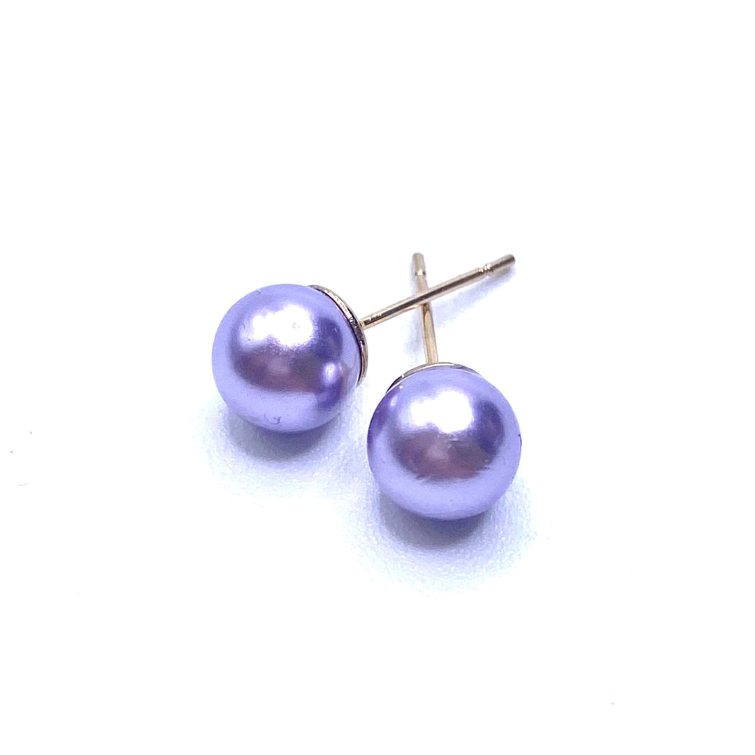 Earring Stud Pearl .25" Purple