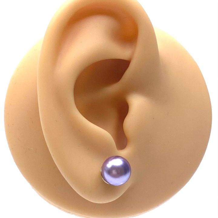 Earring Stud Pearl .25" Purple