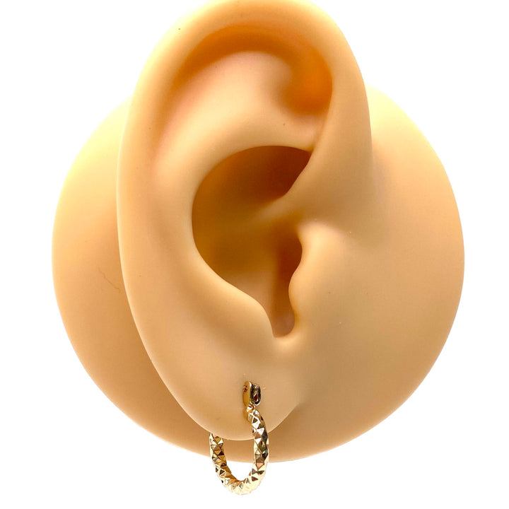 Earring Hoop Gold Diamond Cut Design .55 inch