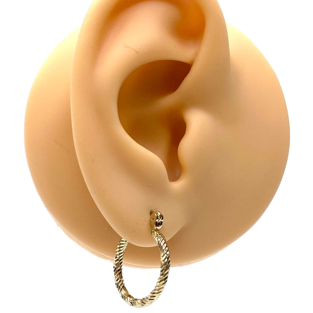 Earring Hoop Gold Cut Rope .8 inch