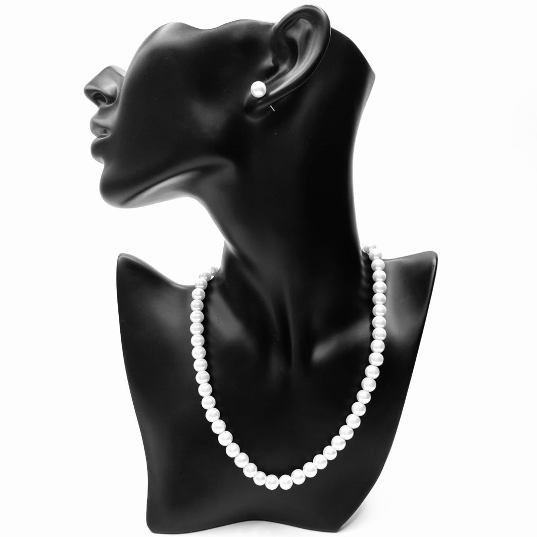 Necklace Set Pearl White 8mm