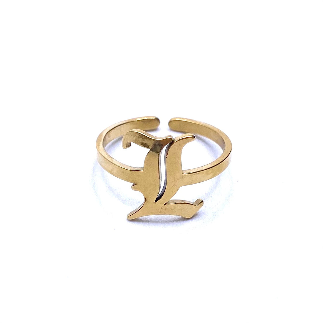 Ring Stainless Steel Letter Initial Gold