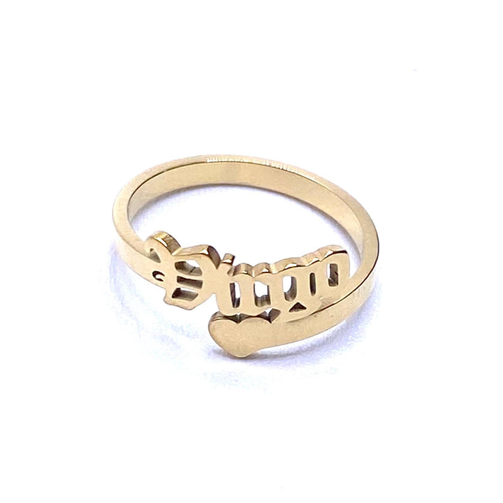 Ring Stainless Steel Letter Zodiac Gold Large