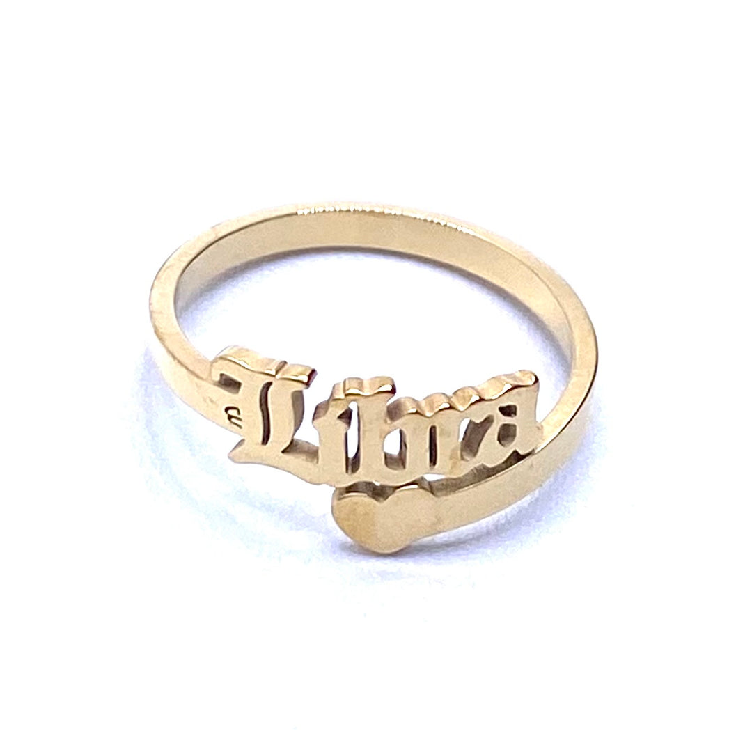 Ring Stainless Steel Letter Zodiac Gold Small