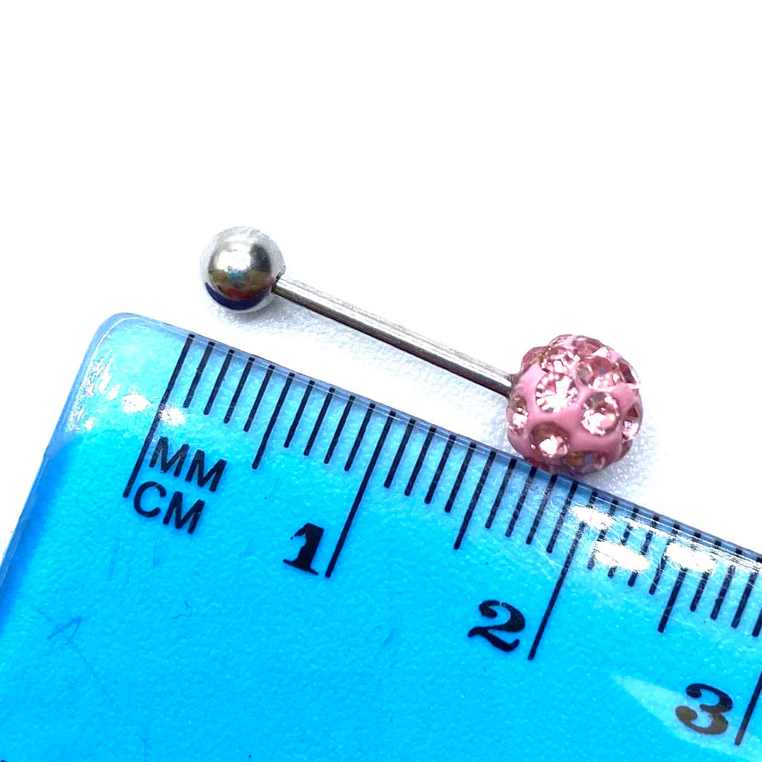 Short Barbell Crystal Ball Pink