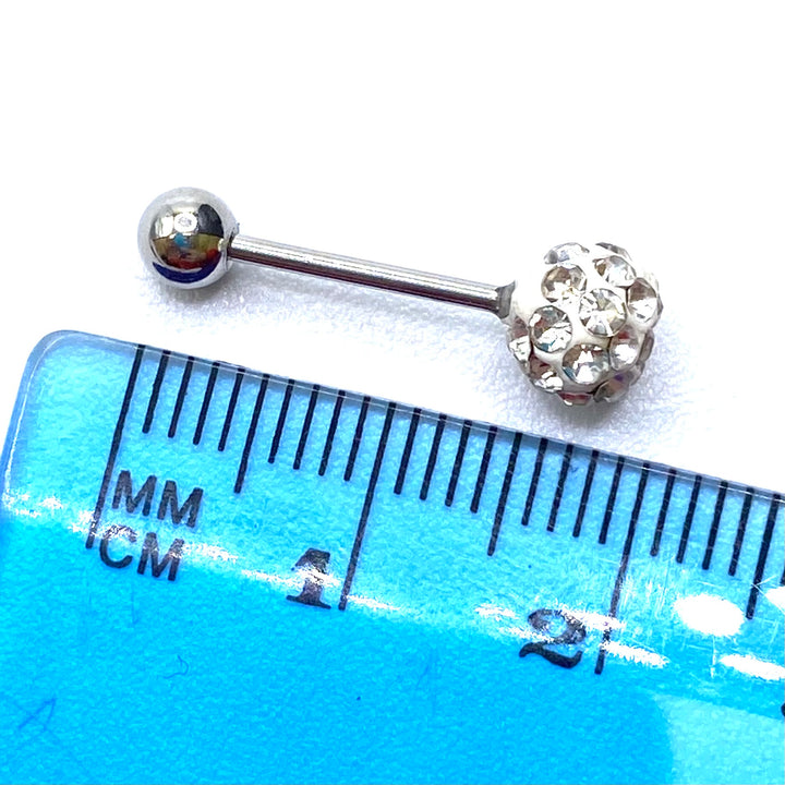 Short Barbell Crystal Ball White