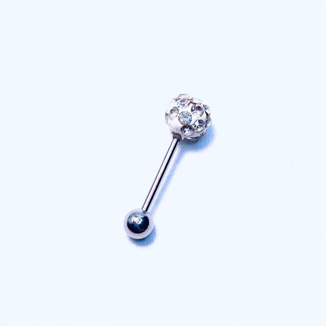 Short Barbell Crystal Ball White