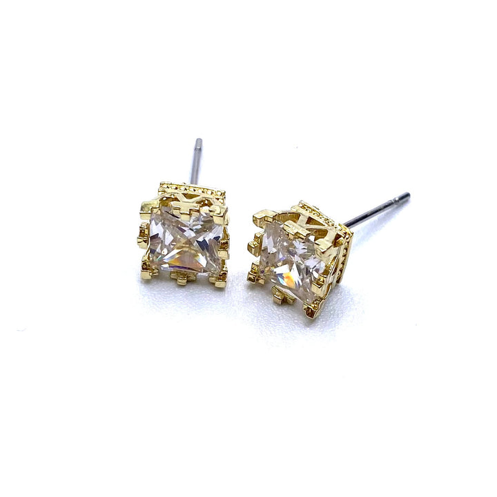 Earring Stud Cubic Zirconia Square