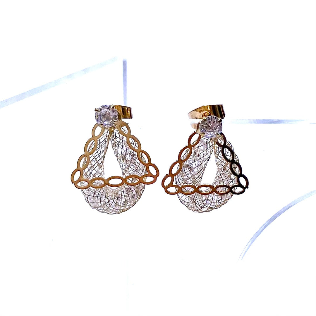 Earring Metal Mesh Crystal