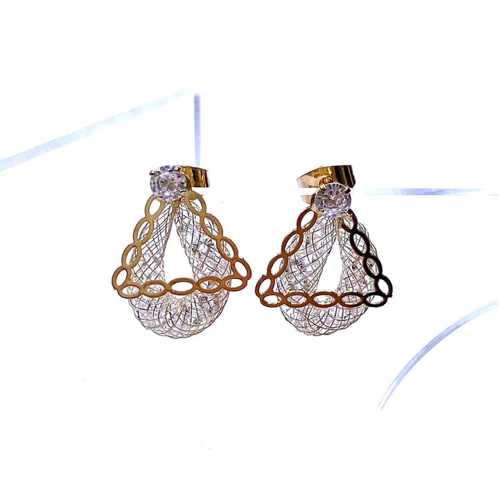 Earring Metal Mesh Crystal