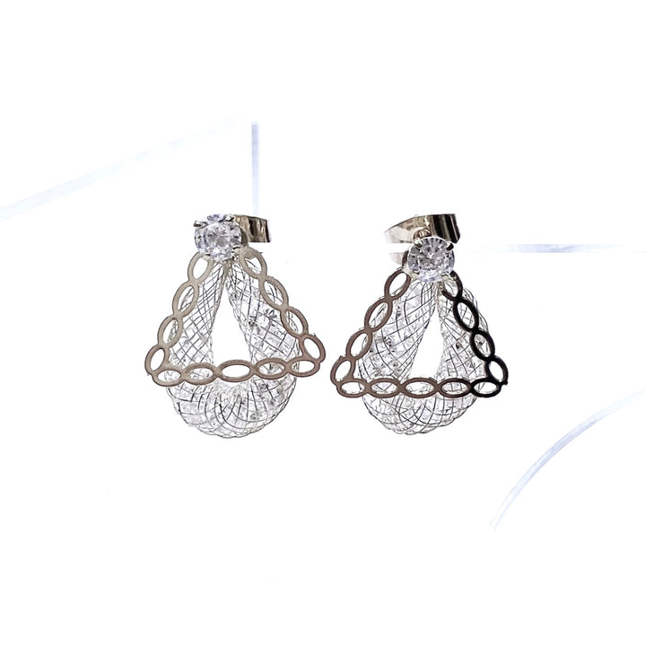 Earring Metal Mesh Crystal