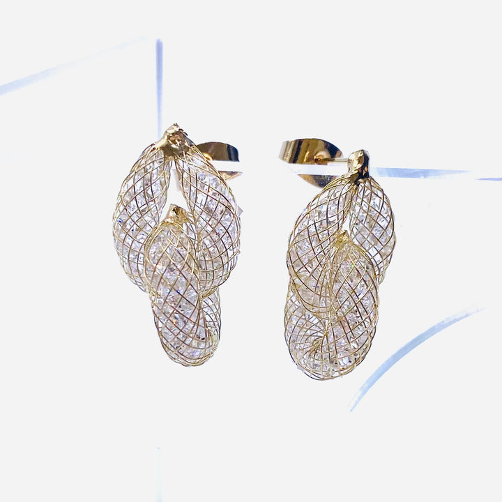 Earring Metal Mesh Crystal