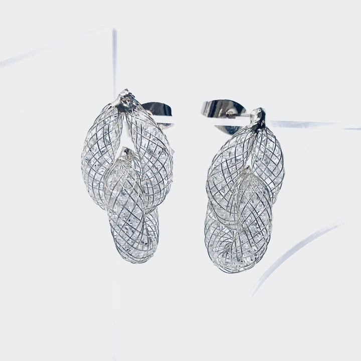 Earring Metal Mesh Crystal