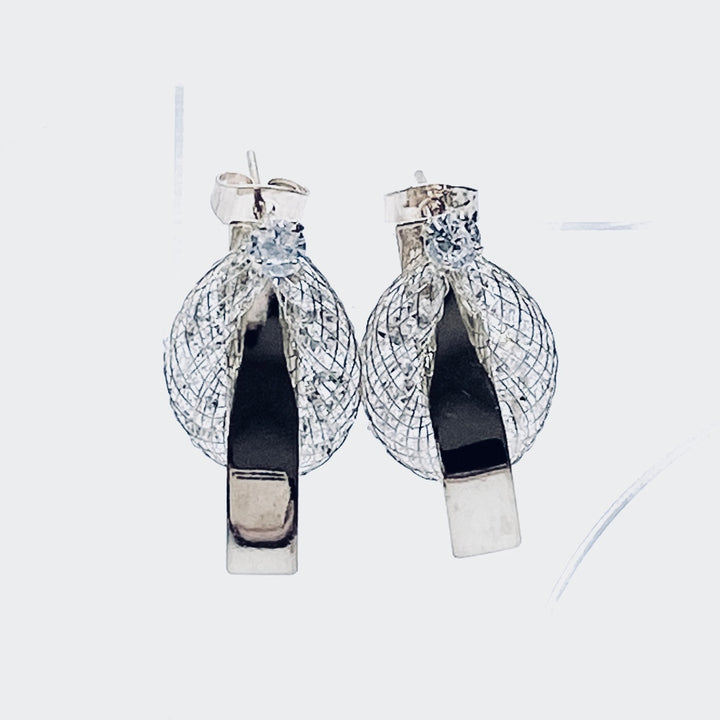 Earring Metal Mesh Crystal