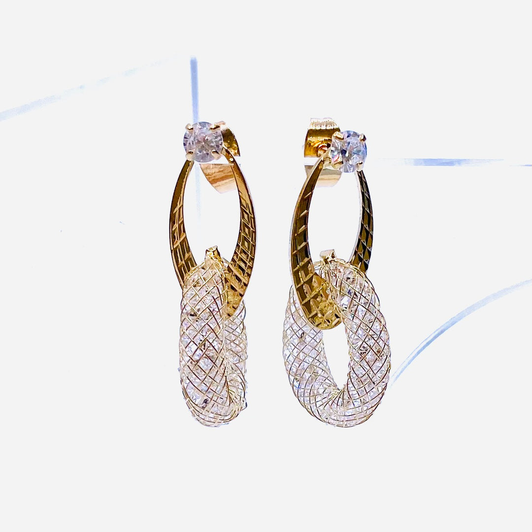 Earring Metal Mesh Crystal