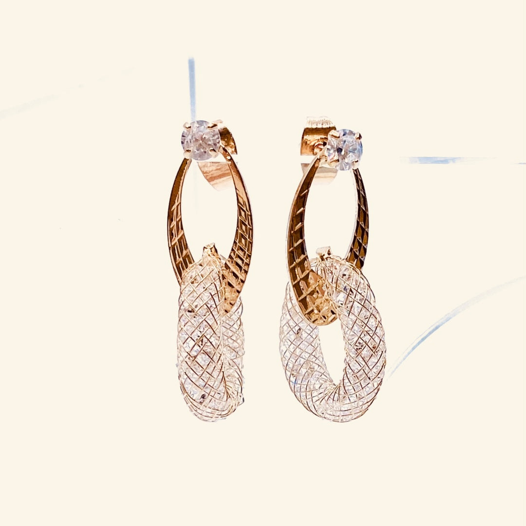 Earring Metal Mesh Crystal