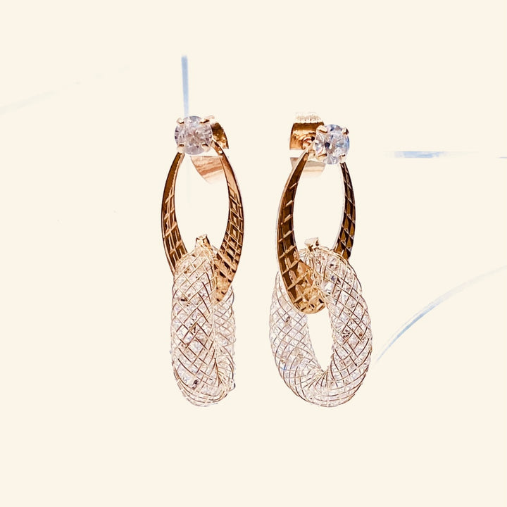 Earring Metal Mesh Crystal