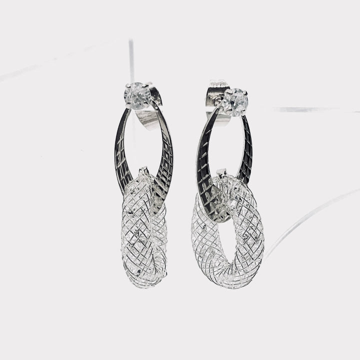 Earring Metal Mesh Crystal