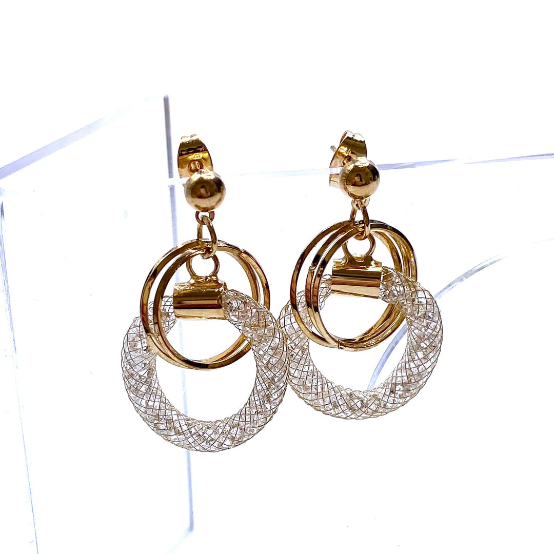 Earring Metal Mesh Crystal