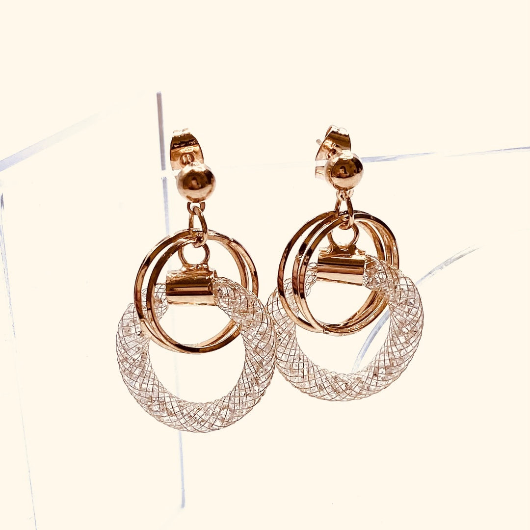 Earring Metal Mesh Crystal