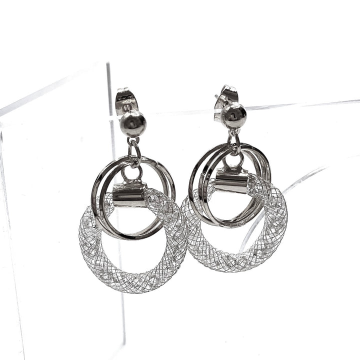 Earring Metal Mesh Crystal