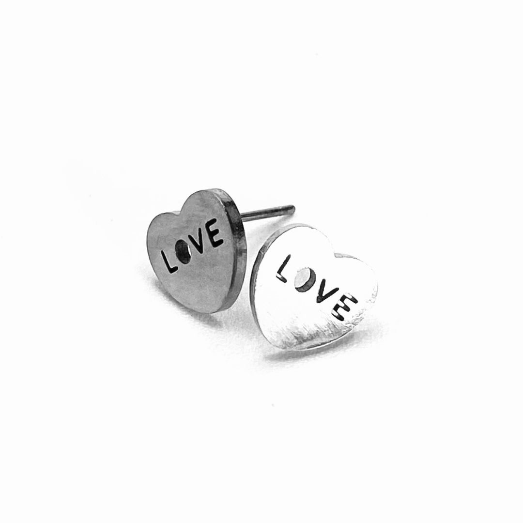 Earring Stud Stainless Steel Heart Love