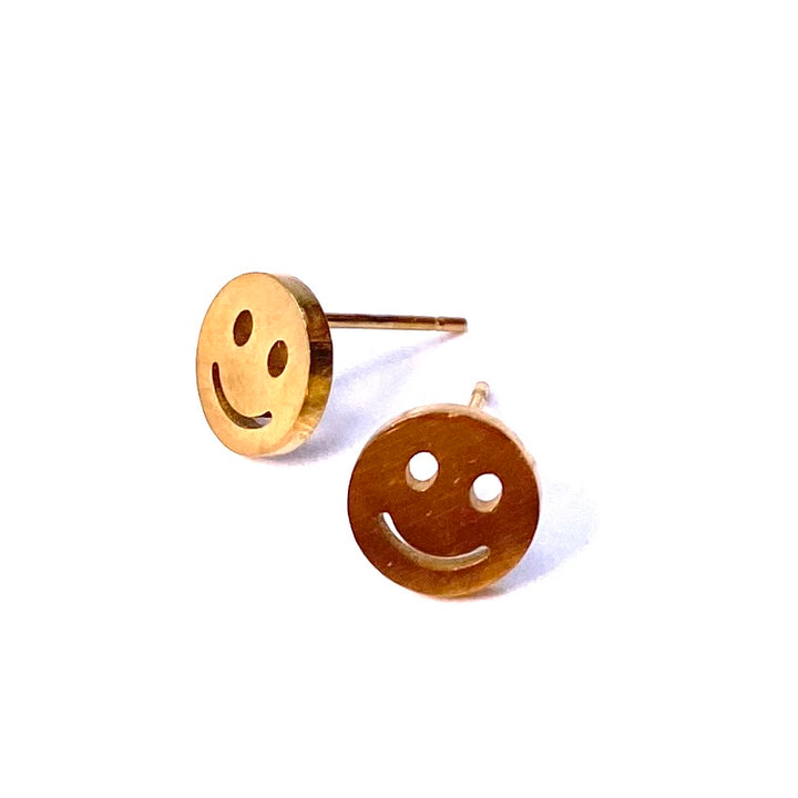 Earring Stud Stainless Steel Happy Face