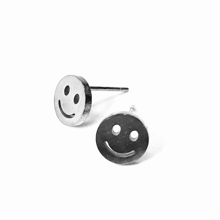 Earring Stud Stainless Steel Happy Face