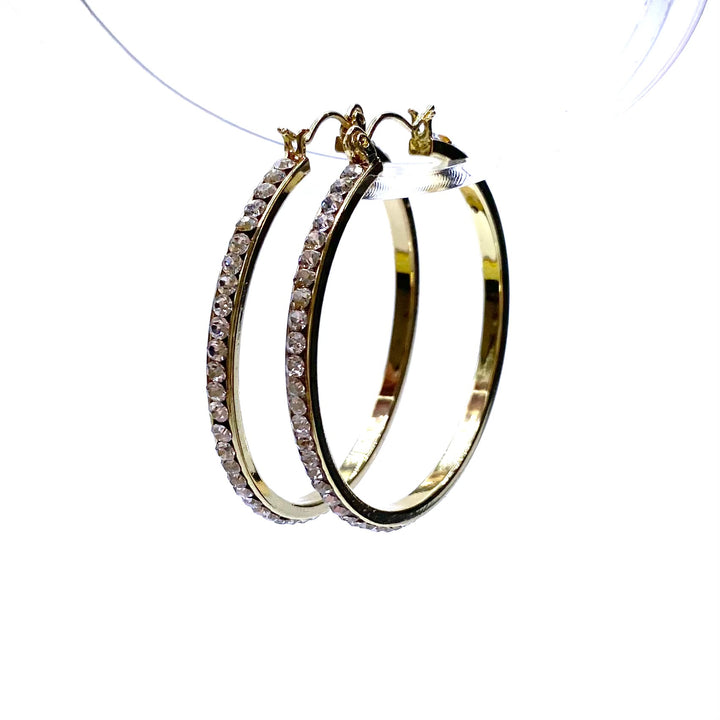 Earring Hoop Rhinestone 1.75 inch