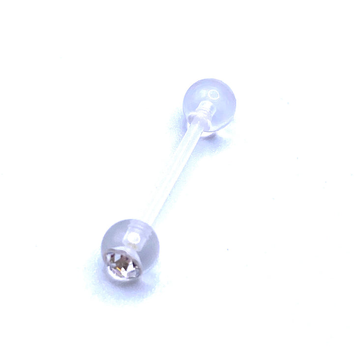 Tongue Barbells Flexible Acrylic Ball Clear