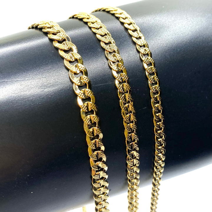 Necklace Cuban Texture Gold Plated