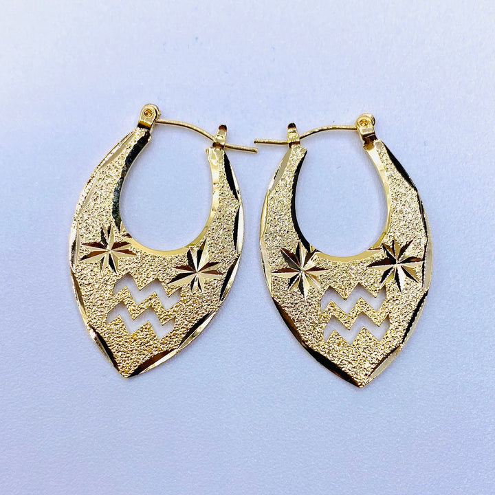 Earring Hoop Zodiac Texture Gold