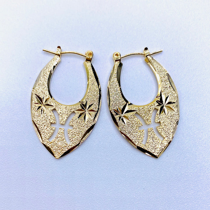 Earring Hoop Zodiac Texture Gold