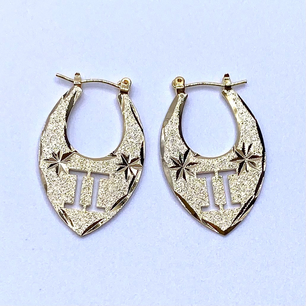 Earring Hoop Zodiac Texture Gold