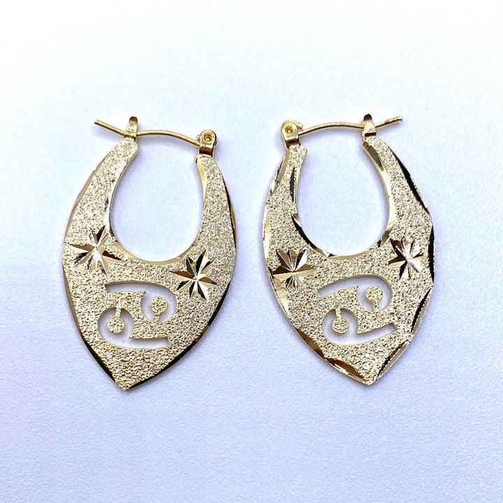 Earring Hoop Zodiac Texture Gold