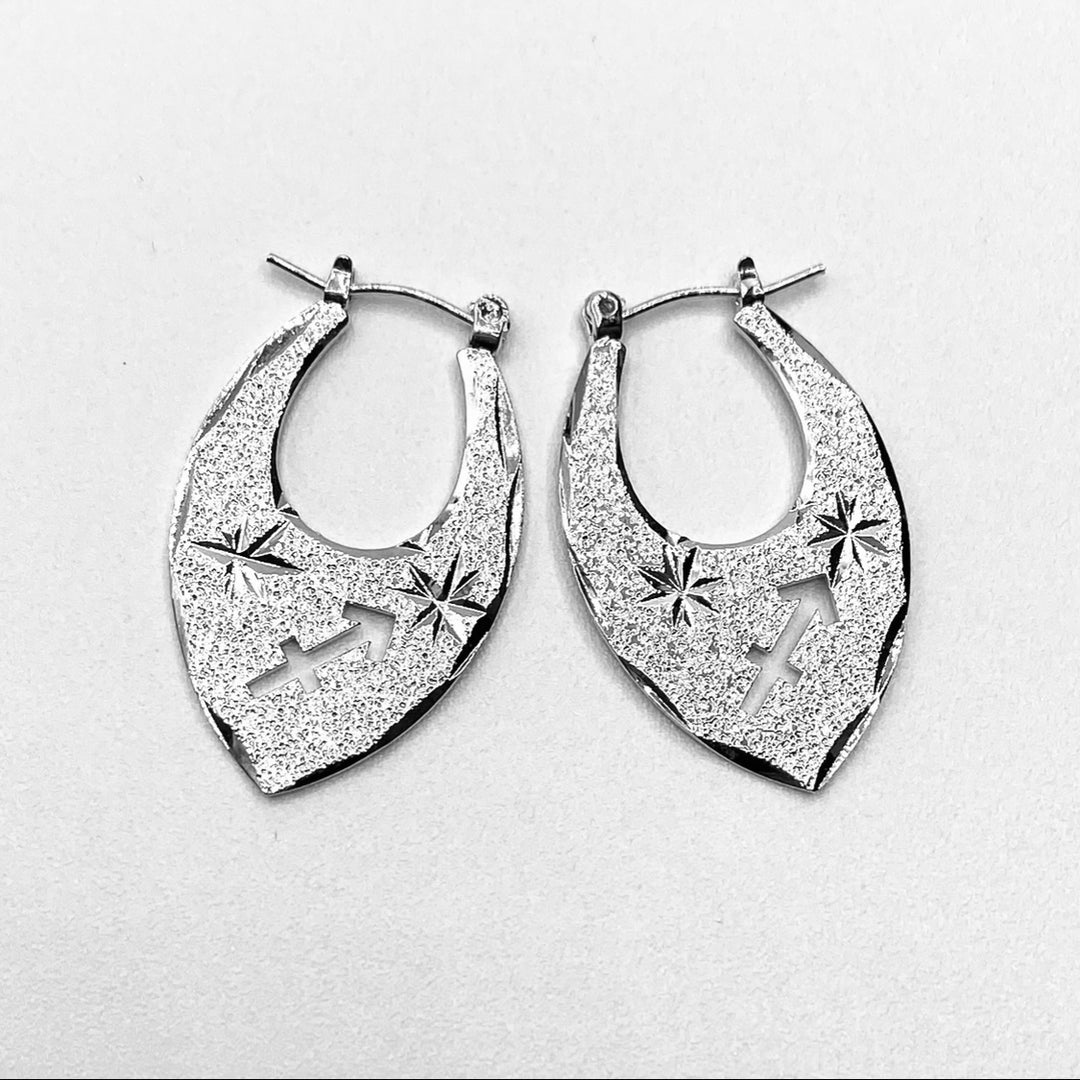 Earring Hoop Zodiac Texture Silver