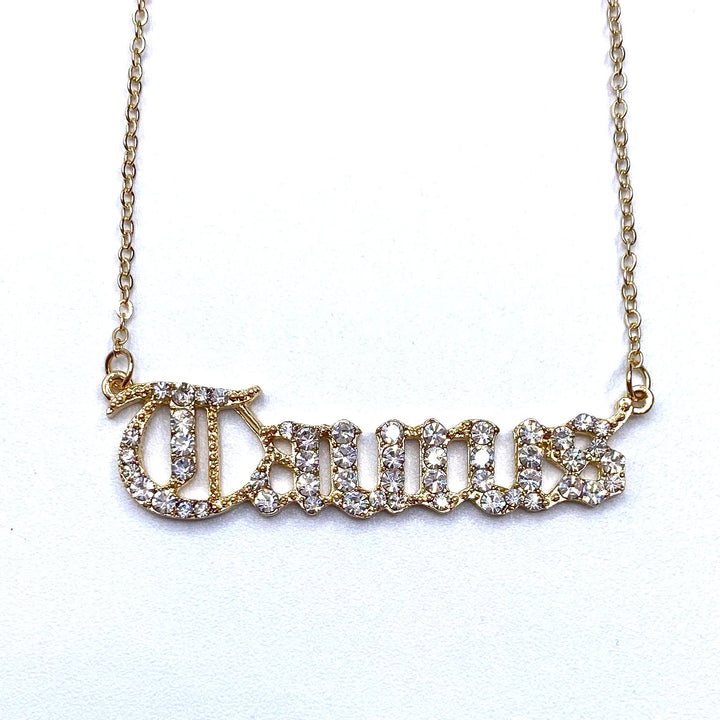 Necklace Charm Zodiac Word Gold