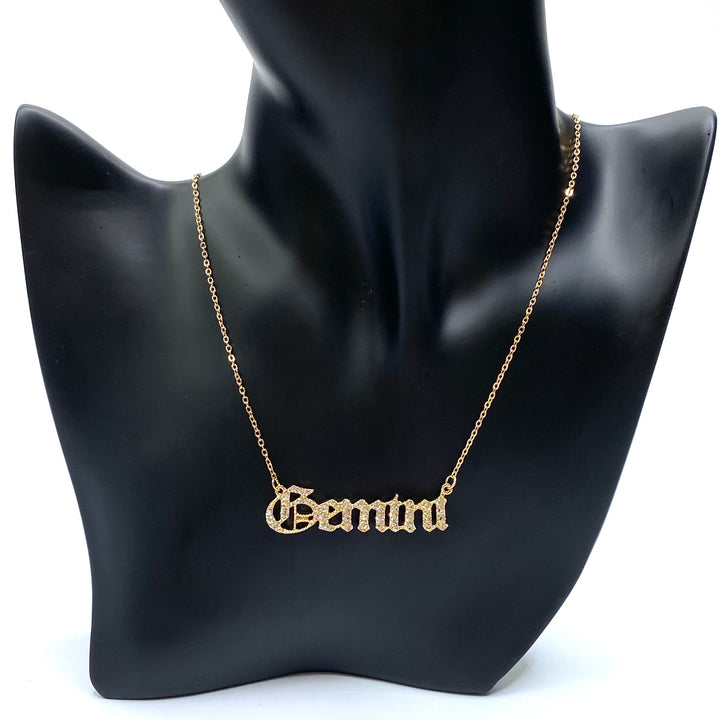 Necklace Charm Zodiac Word Gold