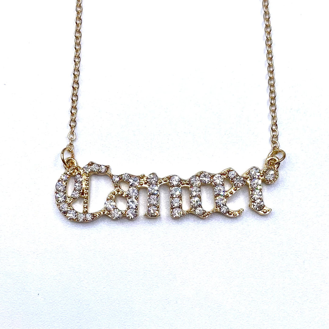 Necklace Charm Zodiac Word Gold