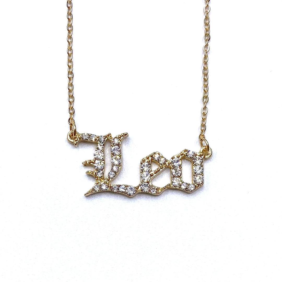 Necklace Charm Zodiac Word Gold