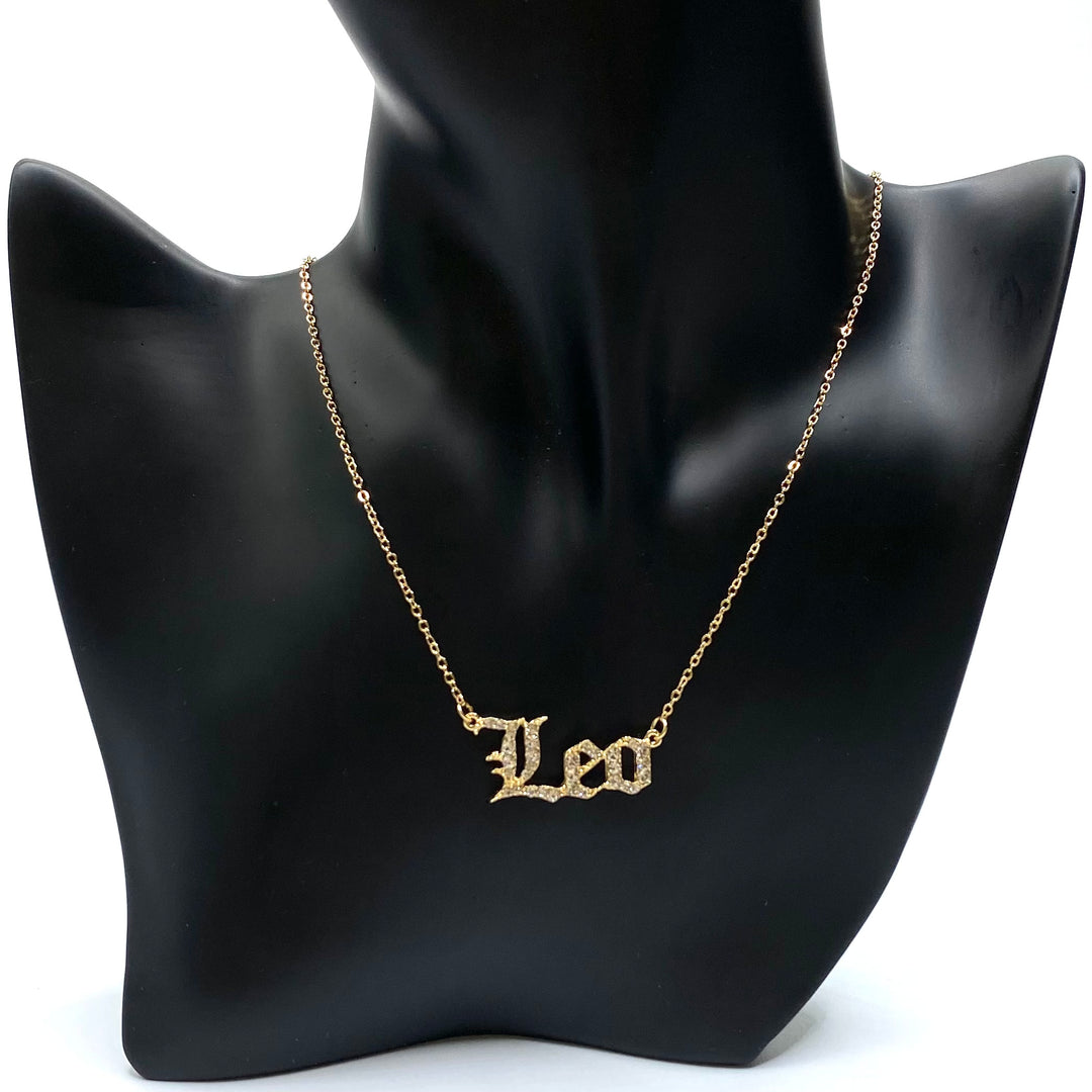 Necklace Charm Zodiac Word Gold