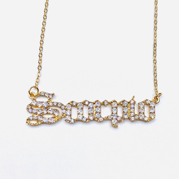 Necklace Charm Zodiac Word Gold