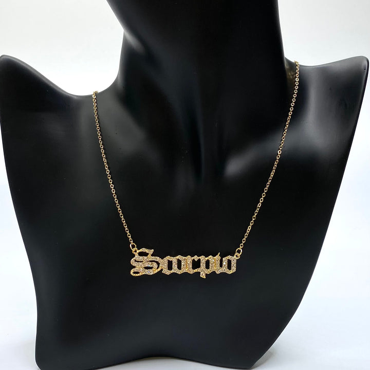 Necklace Charm Zodiac Word Gold