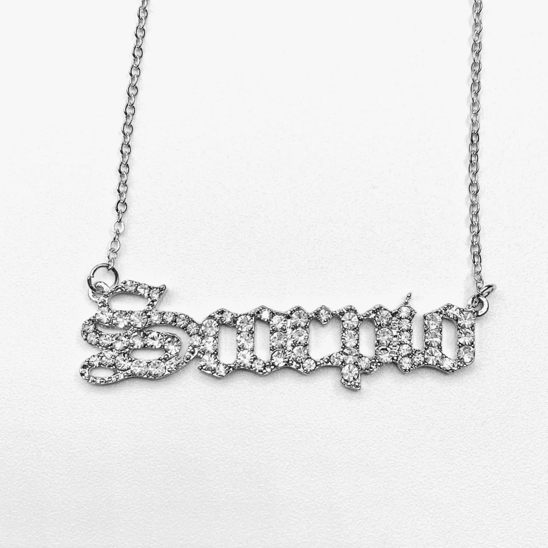 Necklace Charm Zodiac Word Silver