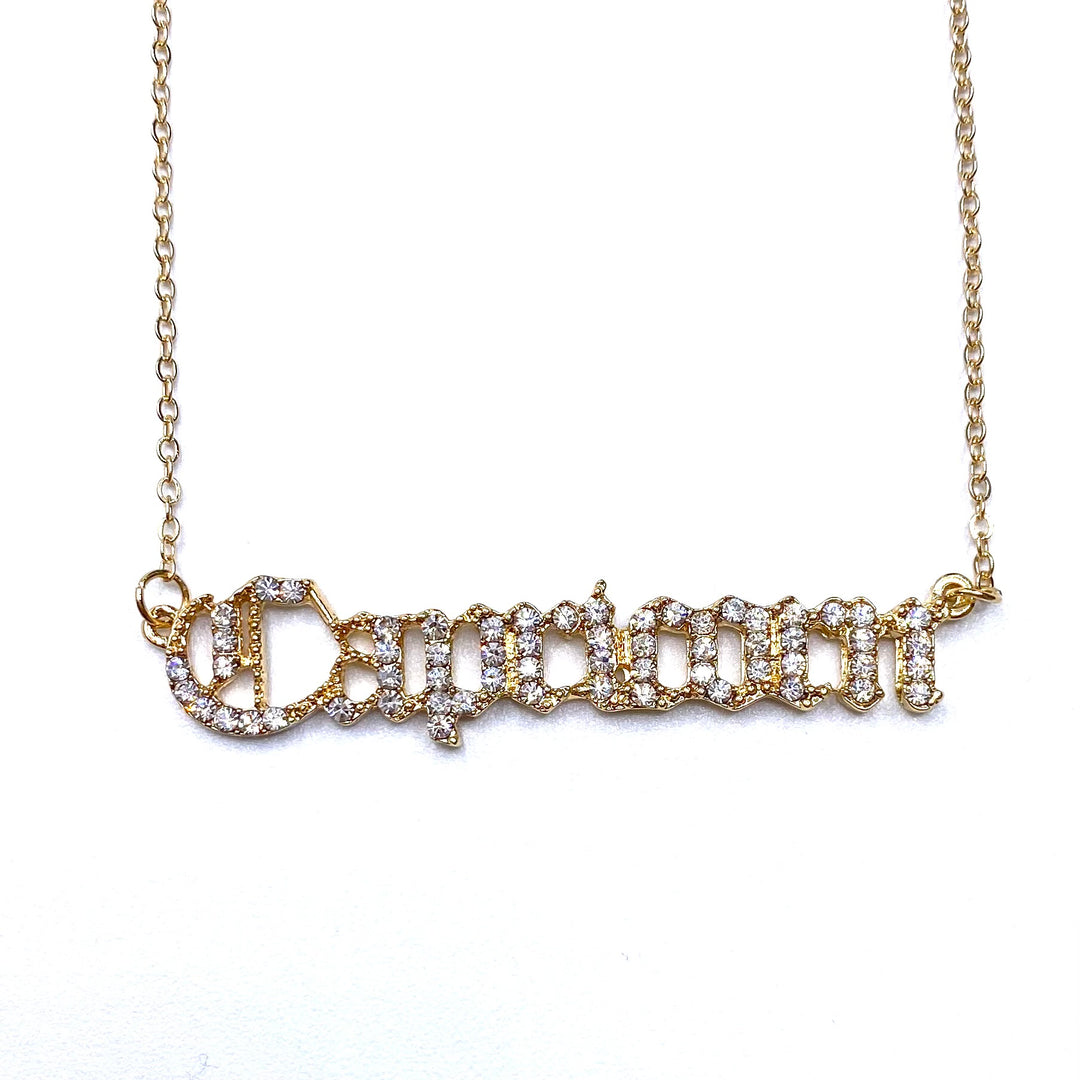 Necklace Charm Zodiac Word Gold