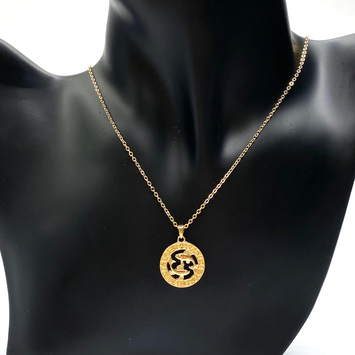 Necklace Charm Zodiac Circle Gold